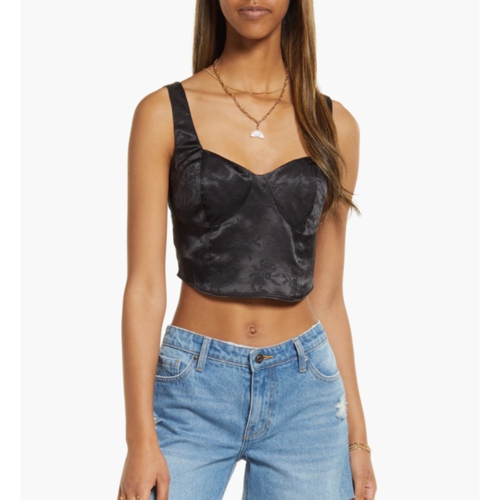 BP Everyday Satin Corset Crop Top